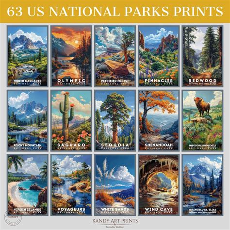 63 US National Park Prints, National Park Poster, Travel Wall Decor ...