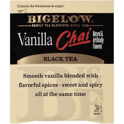 Bigelow Vanilla Chai Black Tea caja de 20 sobres paquete de 6 té negro ...