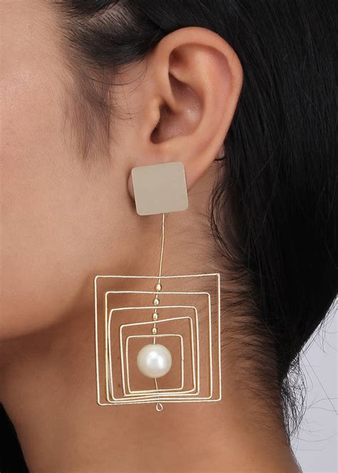 Get Gold Square in Square Drop Earrings at ₹ 1750 | LBB Shop