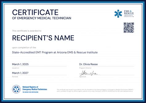 Professional and timeless EMT certificate template