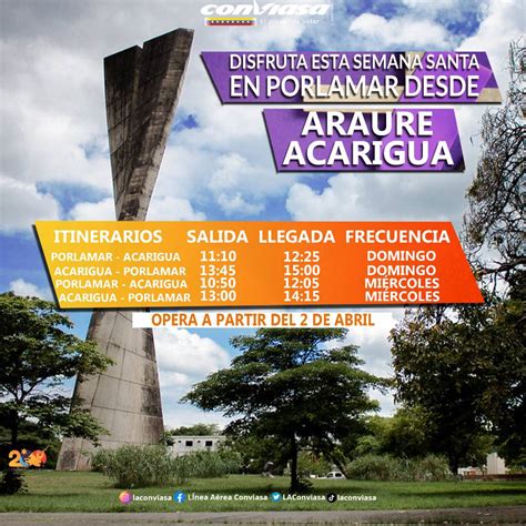 Conozca el Itinerario de Conviasa de vuelos hacia Porlamar desde Araure ...
