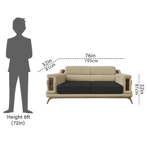 Falconar 3 Seater Sofa Set for Living Room (Cream Black Fabric) Premiu