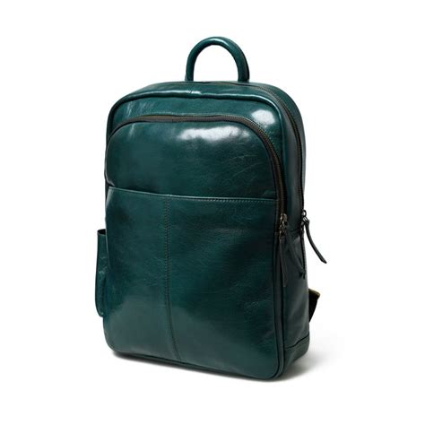 Luxury Italian Leather Backpack, Green — MaheTri