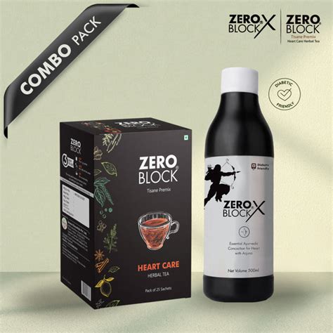 COMBO PACK of ZERO BLOCK X (500ml) & ZERO BLOCK HEARTCARE HERBAL TEA(2 ...