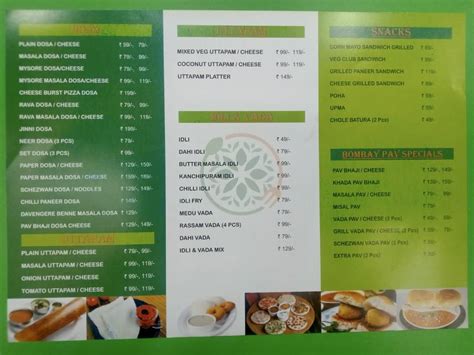 Menu at Uttapam - Flavours of South, Kolkata, 65C