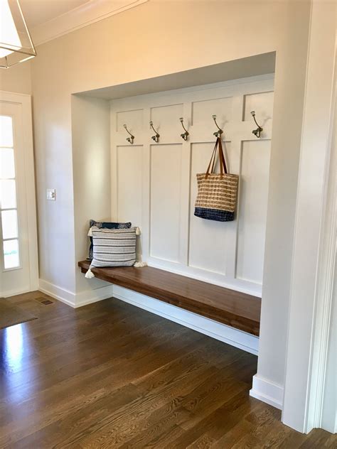 built-in bench in foyer made from walnut | Mudroom decor, New home ...