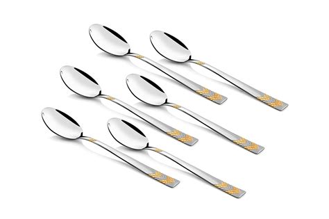 FnS RAGA 24 Karat Gold Plated Stainless Steel Baby Spoon (Set of 6) for ...