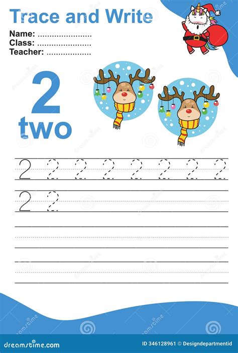 Trace And Write Number For Children. Exercise For Children To Recognize The Number Cartoon ...