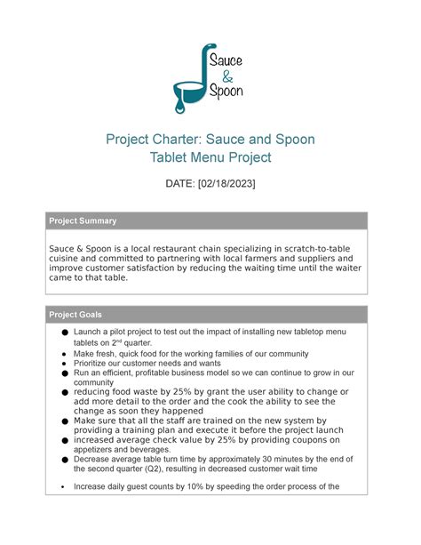 Project-Charter Tablet Menu project Rahul Aradhya - Project Charter ...