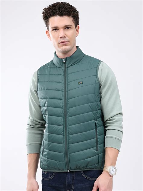 Buy Men Green Solid Collar Sleeveless Jacket Online in India - Monte Carlo