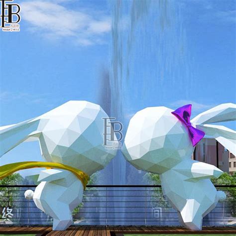 定制玻璃钢几何兔子景观雕塑 - 深圳市凡贝尔玻璃钢工艺有限公司