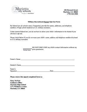 Fillable Online mms marietta-city SAMPLE PARENT OPT-OUT FORM - Marietta ...