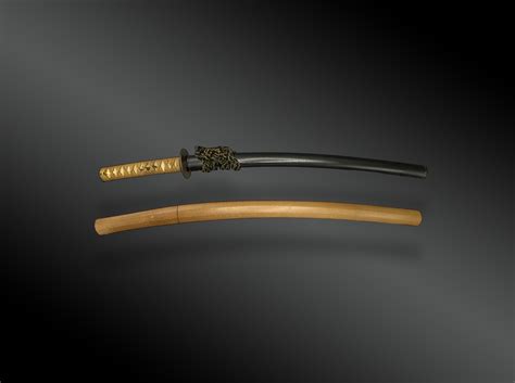 Short Japanese sword, wakizashi in shirasaya, signed, with Koshirae ...