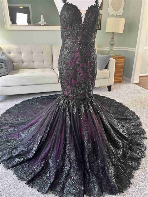 Transformative 2-in-1 Black and Purple Wedding Gown