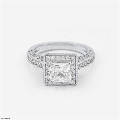 1.5 Carat Princess Cut Halo Ring 14K White Gold – Maiora Diamonds