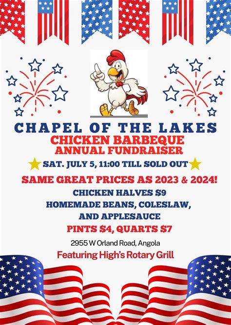 Chapel of the Lakes Chicken BBQ annual fundraiser, 2955 W Orland Rd ...