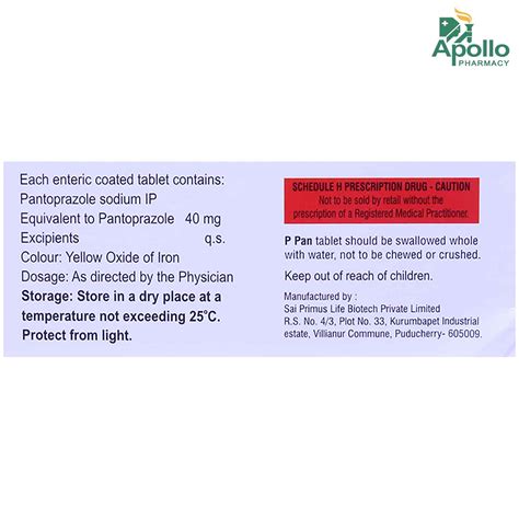 Ppan 40 mg Tablet 10's Price, Uses, Side Effects, Composition - Apollo ...