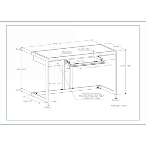 SunJet Desks Industrial Contemporary Small Desk with Keyboard Tray and ...
