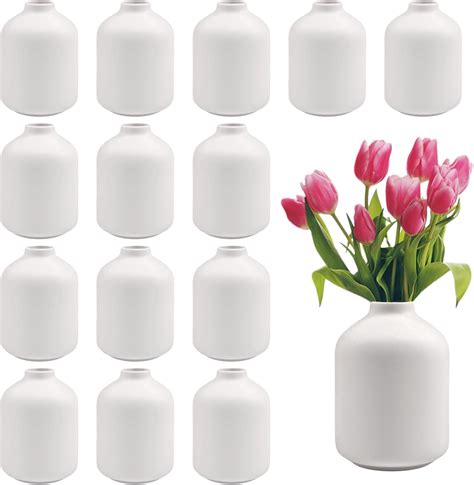 Amazon.com: 15pcs 3.8 Inch White Ceramic Bud Vases Bulk, Boho Small ...