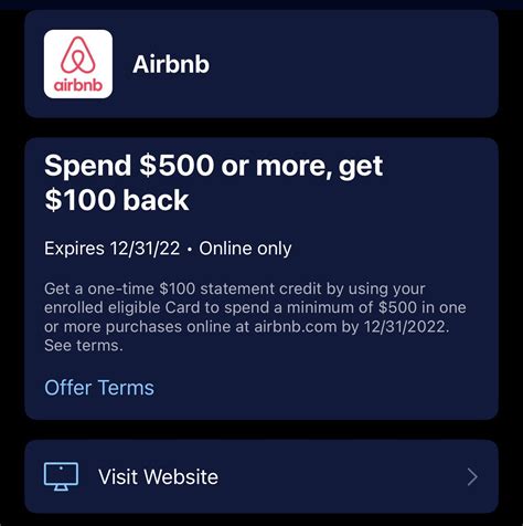 $100 off $500 at Airbnb (on plat & gold) : r/amex