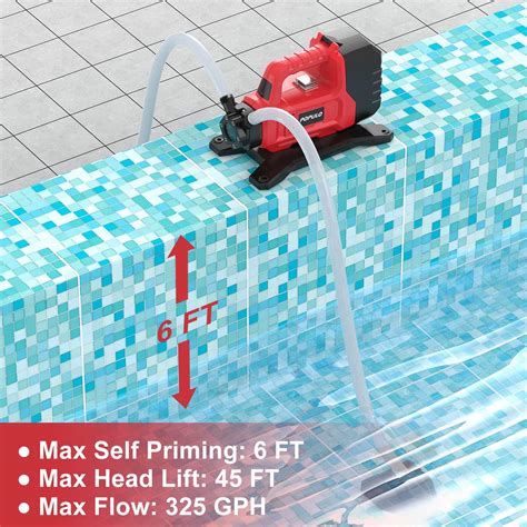 Buy Hybrid Water Transfer Pump, POPULO 120VAC/20VDC 4.0Ah 325 GPH 45 Ft ...