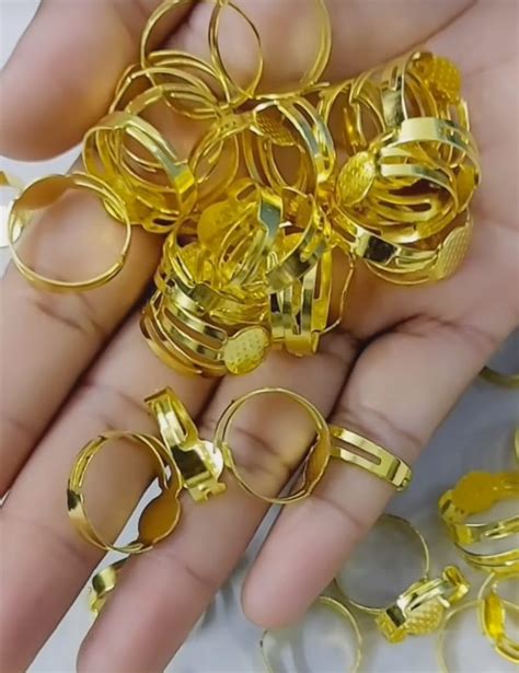 Sana Mega Mart Golden Color Adjustable Ring Bases for Jewelry Making ...