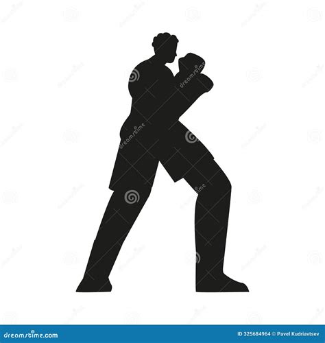 Character Silhouette Design in Muay Thai Fighting Stance. Stock ...
