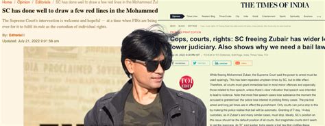 Zubair's Release: In Editorials, English Newspapers Hope SC's Words ...