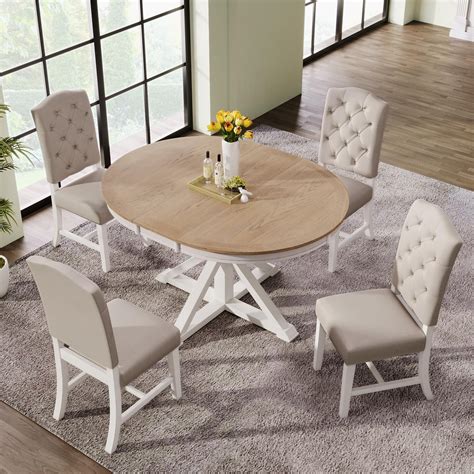 Amazon.com - Merax 5 Piece Kitchen Extendable Dining Table Set, Wood ...