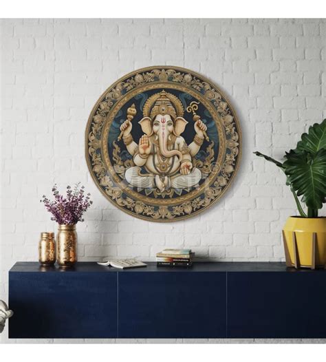 Buy Round Lord Ganesha Canvas Wall Art Online - Artociti