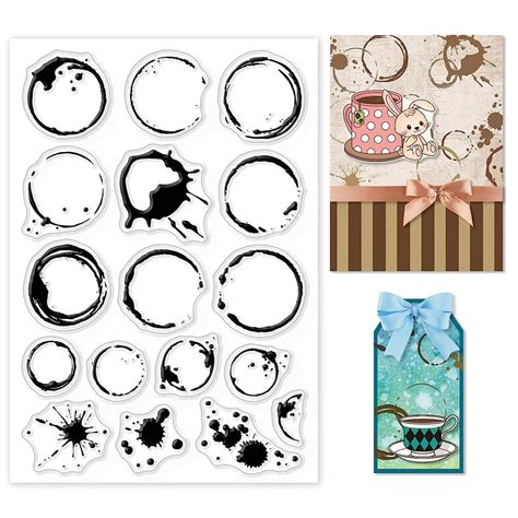 Climberty® DIY Scrapbooking Rubber Stamp, Tea Stains Clear Stamp Coffee ...