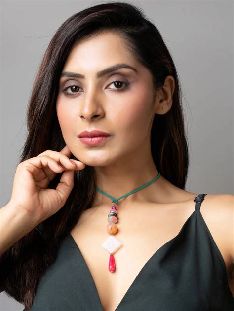 Pink Green Onyx Agate Designer Sleek Necklace with Suede Cord ...
