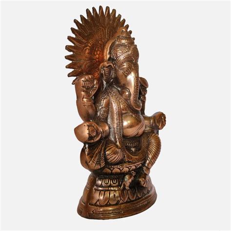The Art Box Lord Ganesha Black Metal Surya Sitting Ganesh metal Statue ...