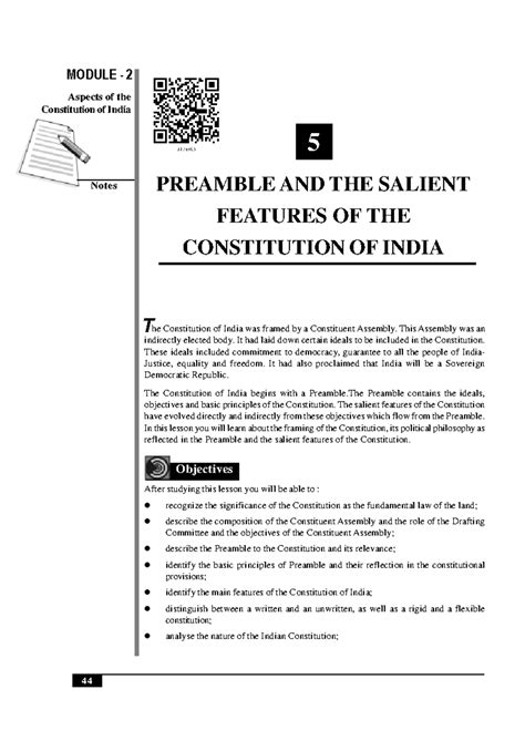 Political Science PS101: Preamble & Salient Features of Indian ...