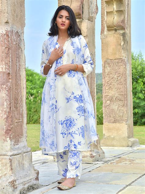 Green Printed Modal Kurta with Pants - Set of 2