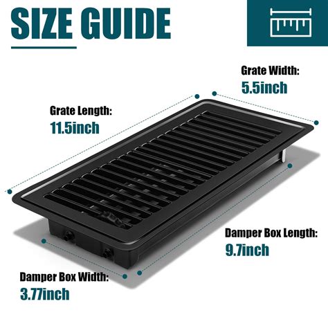 Snapklik.com : Floor Register 4x10, 12 Pack Black Floor Vent Covers ...
