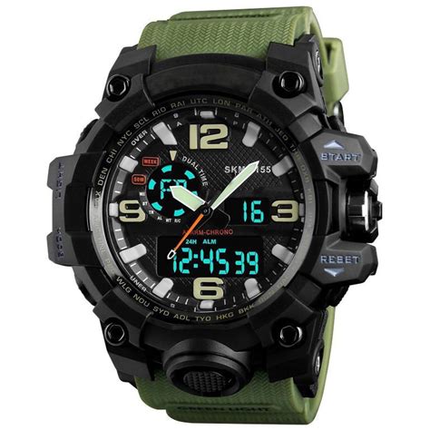 Green Army Multi-Function Analog Digital Sports Silicone Watch For Men ...