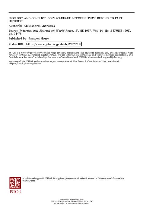 Ideology and conflict - IDEOLOGY AND CONFLICT: DOES WARFARE BETWEEN ...