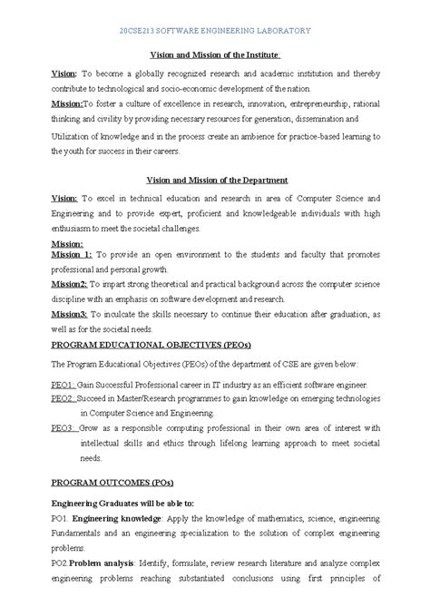 SE LAB - About software Engineering - Vision and Mission of the ...