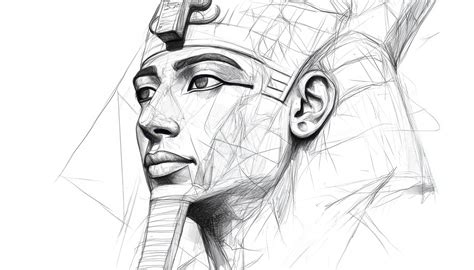 Sketch of a pharaoh statue with intricate details showcasing ancient ...