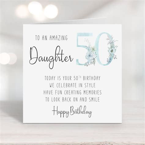 Daughter 50th Birthday Card With Verse/poem Fiftieth - Etsy Australia