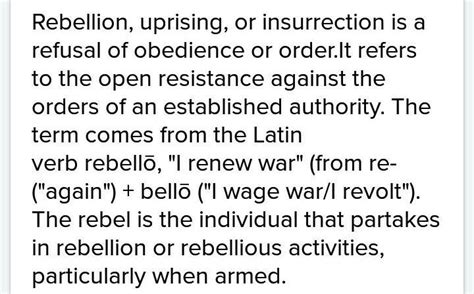 what is rebellion ? List the factors that incite one to rebellion? plxx ...
