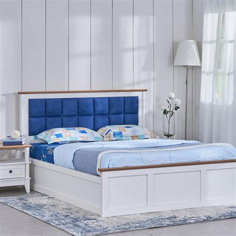 Buy Santorini Pearl King Bed with Box Storage - White from Home Centre ...