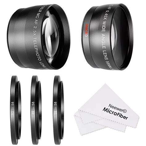 Neewer® 58MM 0.45X Wide Angle Lens and 2.5X Telephoto Lens Kit with 3 ...