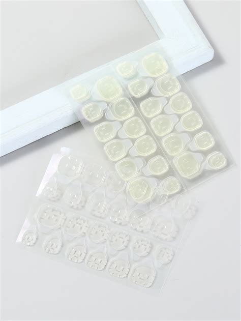 6sheets Double Sided Adhesive Tapes Clear Nail Stickers