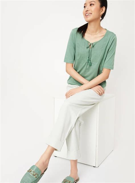 Buy Women Embroidered Tie-Up Neck Top Online at just Rs. 399.0 ...