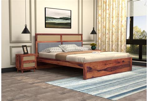 Buy Jolly Wooden Bed Hydraulic Storage ( Queen Size, Honey Finish ...
