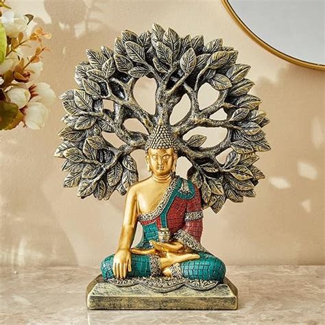Buy Karigaari India Handcrafted Buddha Showpiece with Bodhi Tree for ...