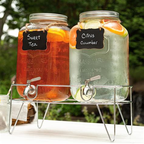 Amazon.com | TURSTIN 2 Pcs 2 Gallon Glass Beverage Drink Dispenser with ...
