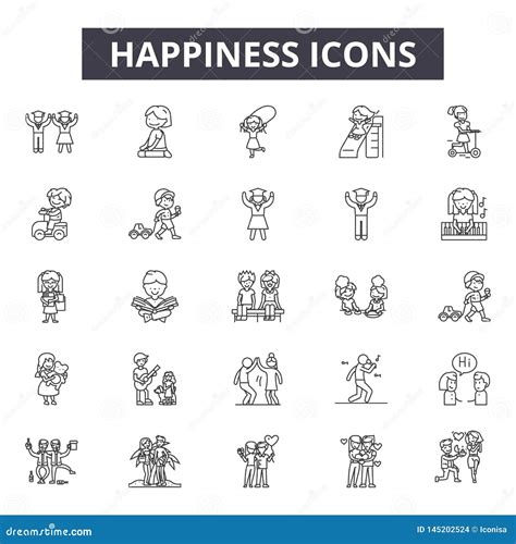 Happiness Line Icons, Signs, Vector Set, Outline Illustration Concept ...